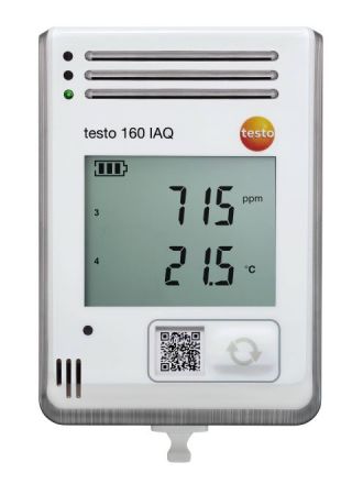 Testo 160 IAQ - rejestrator WLAN z wyświetlaczem i zintegrowanymi sensorami temperatury, wilgotności, CO2 i ciśnienia absolutnego