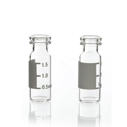 Vialki chromatograficzne N11; kapslowane; poj. 2 ml; szkło białe ze skalą i polem do opisu