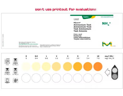 Amoniak test metoda: kolorymetryczna według Nesslera, 0.5 - 10 mg/l NH4+