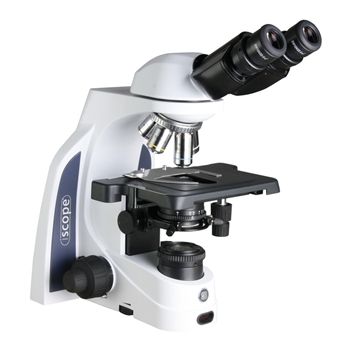 Mikroskop binokularowy iScope, obiektywy PLAN IOS 4/10/S40/S100x, NeoLED 3W, stolik bezząbkowy