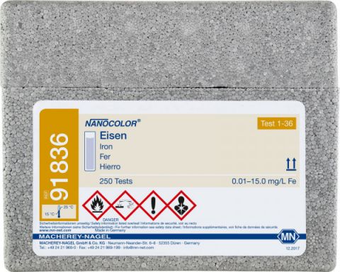 NANOCOLOR Żelazo 0,01-15,0 mg/l, dł. fali 470, 100–250 oznaczeń
