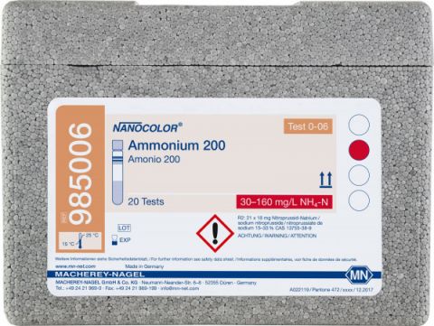 NANOCOLOR Amoniak 200 40-200 mg/l, dł. fali 585, 20 oznaczeń