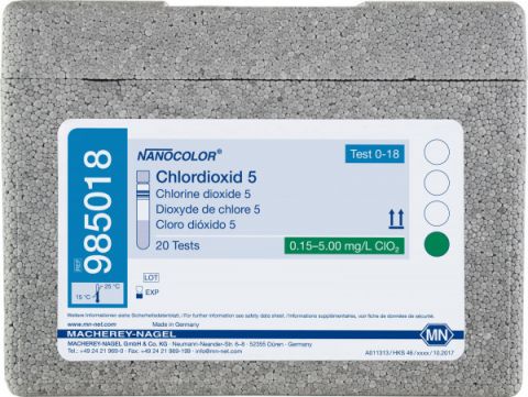 NANOCOLOR Dwutlenek chloru 5 0,15-5,00 mg/l, dł. fali 540, 20 oznaczeń