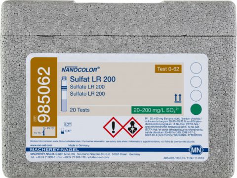 NANOCOLOR Siarczany LR 200 10-200 mg/l, dł. fali 436, 20 oznaczeń