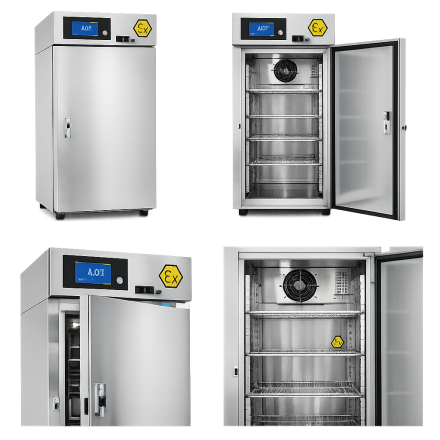 CHL 6 C SMART ATEX, chłodziarka labo., COMFORT, ster. SMART, obud. z blachy mal. prosz., wn. ze stali nierdz. 0H17 (DIN 1.4016), drzwi pełne, zakr. od 0°C do +15°C,  poj. kom. 400 l,  zab. kl. 1.0