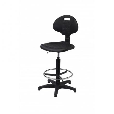 Krzesło obrotowe PU, podst. poliamidowa, podnośnik 130mm, podnóżek na przedłużkę