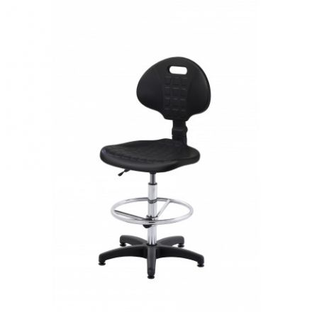 Krzesło obrotowe PU, podst. poliamidowa, podnośnik 250mm, podnóżek regulowany