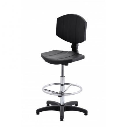 Krzesło obrotowe PU, podst. poliamidowa, podnośnik 250mm, stopki, podnóżek regulowany